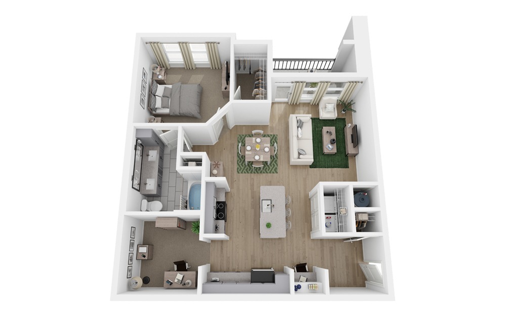 A3 - 1 bedroom floorplan layout with 1 bath and 962 square feet.
